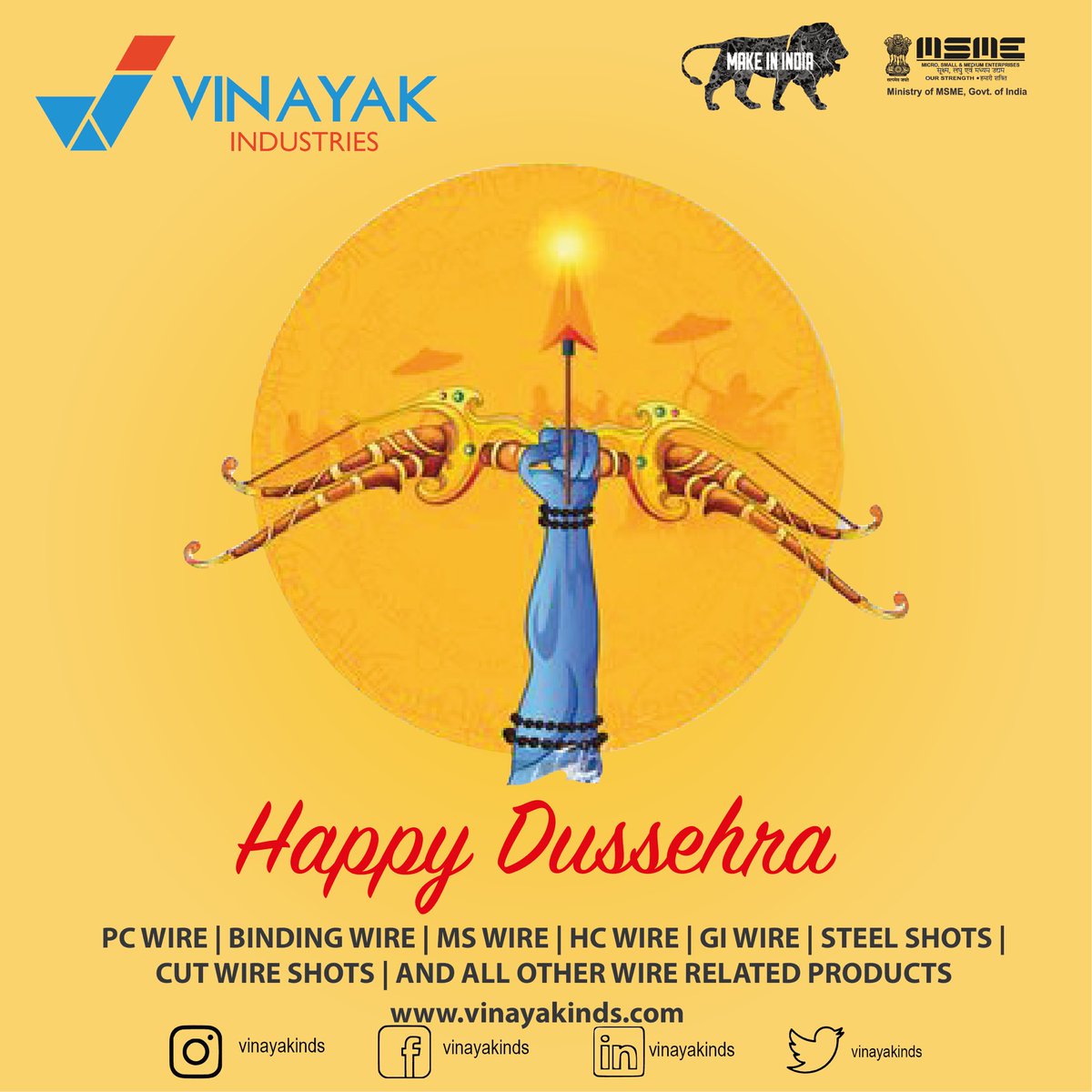 VinayakInds's tweet photo. Happy Dusshera.
.
.
.
.
.
#dussehra #ravan #ram #ramayana #prestressconcretewire #bindingwire #mildsteelwire #hbwire #msnails #giwire #vinayakinds #madeinindia #localforvocal https://t.co/lo7XTxZQIU