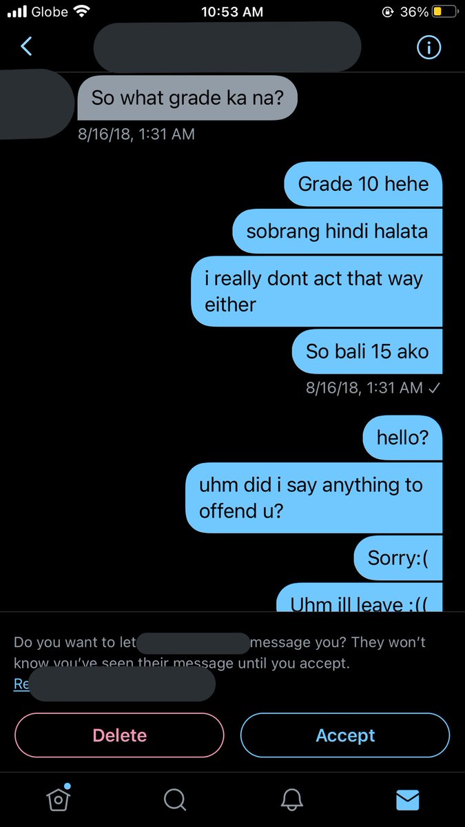 they asked me what grade I was which i answered & also explained how “i dont act that way” pertaining to how at such a young age i act maturely already, which in all honesty i rly didnt, i said that mainly cuz ive been hearing that from ppl who keep say “ang tanda mo na mag-isip”