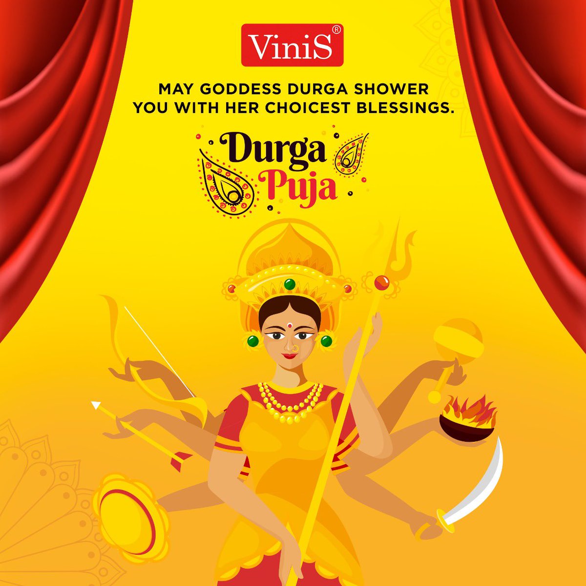 VINIS_7's tweet photo. May this Dussehra light up for you the hopes of Happy times &amp; dreams of the year full of smiles. Wish you a Happy Dussehra. 
#dussehra #festiveseason #festivevibes #mens #ladies #kids #homefurnishings #accessories #vinisindia #visakhapatnam https://t.co/I641Y8xHLE