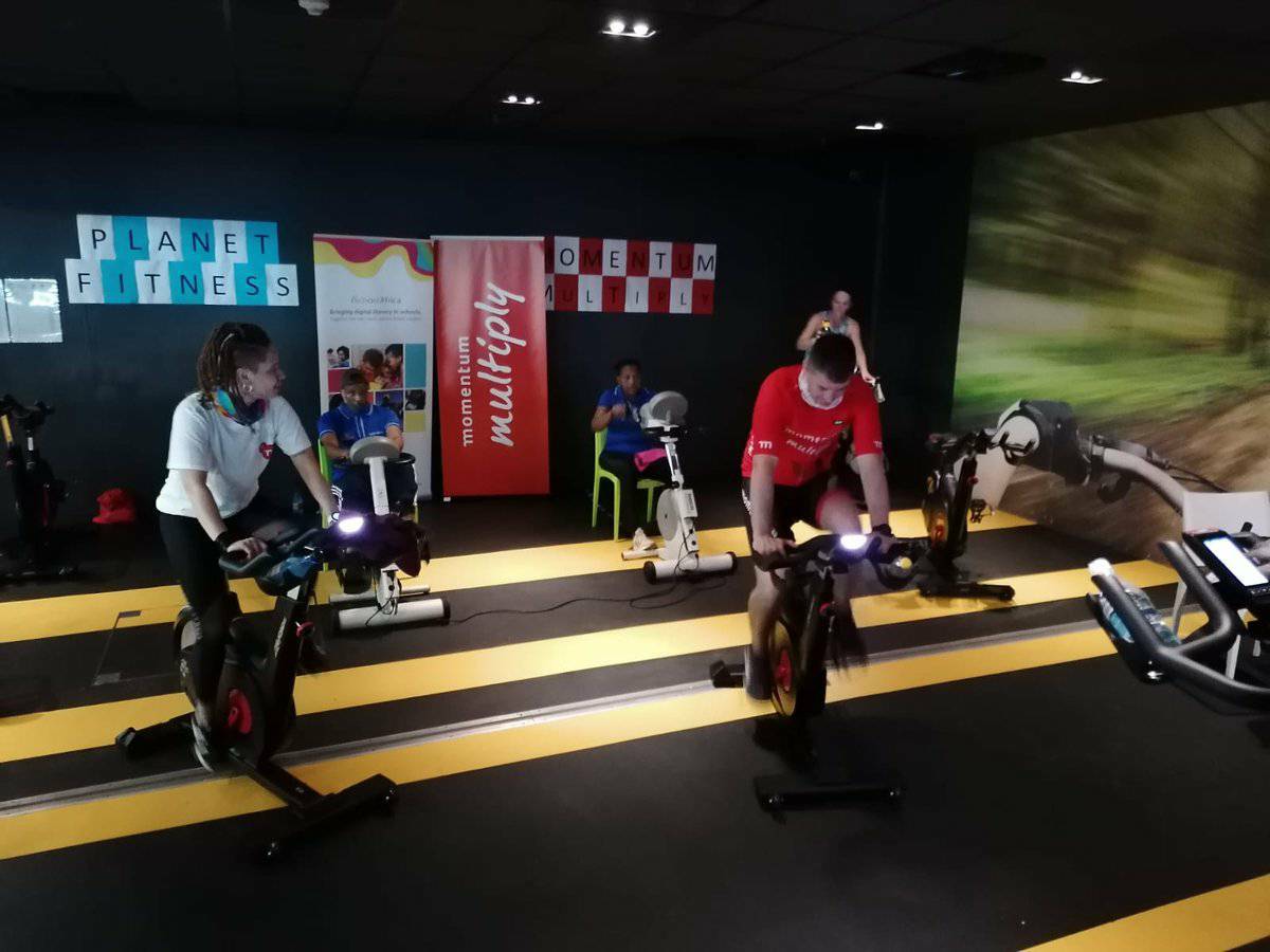 Thank you to everyone that has joined in at the various @PlanetFitnessZA! We're excited to be making history with you @saraykhumalo. #Spin4Literacy