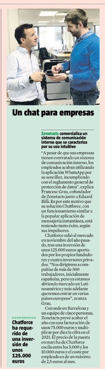 zonetacts's tweet photo. El #ChatforceTech de @Zonetacts: “Un chat par empresas”

Hoy en @LaVanguardia, Innovadores https://t.co/T55zXgqXF1