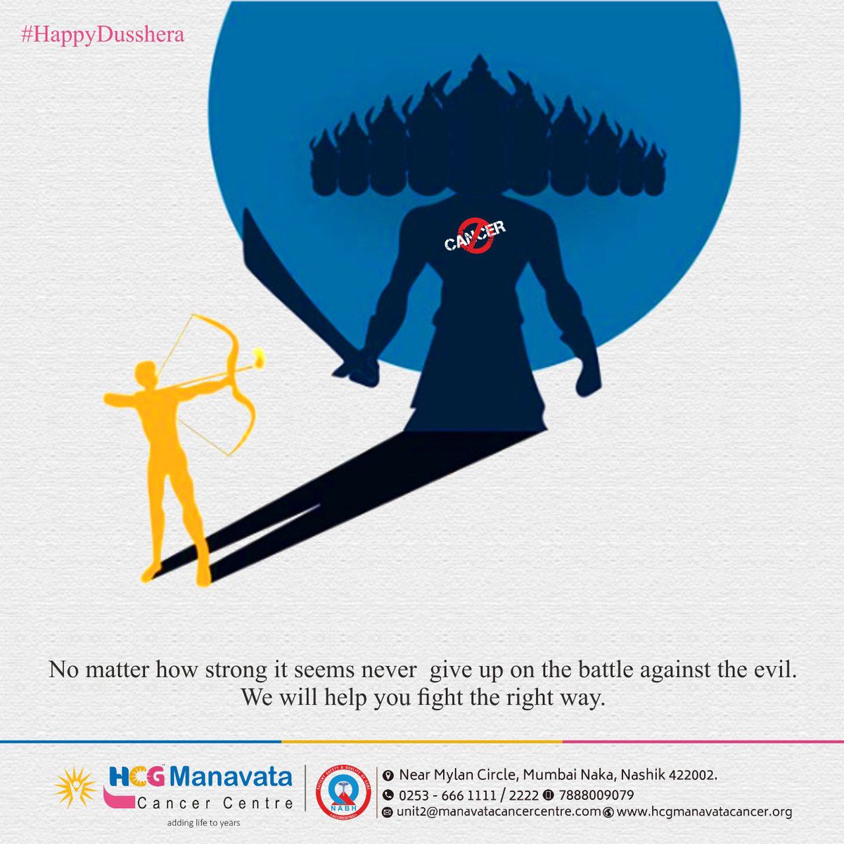HManavata's tweet photo. The victory of knowledge over the ignorance, the truth over untruth, the cure for diseases, the victory over the perversion of righteousness 
Happy Vijayadashami 

#Dashera #hcgmanavatacancercentrenashik #HCGManavataCancerCentre #addinglifetoyears #hopeintoreality https://t.co/g7V0wpcwp5