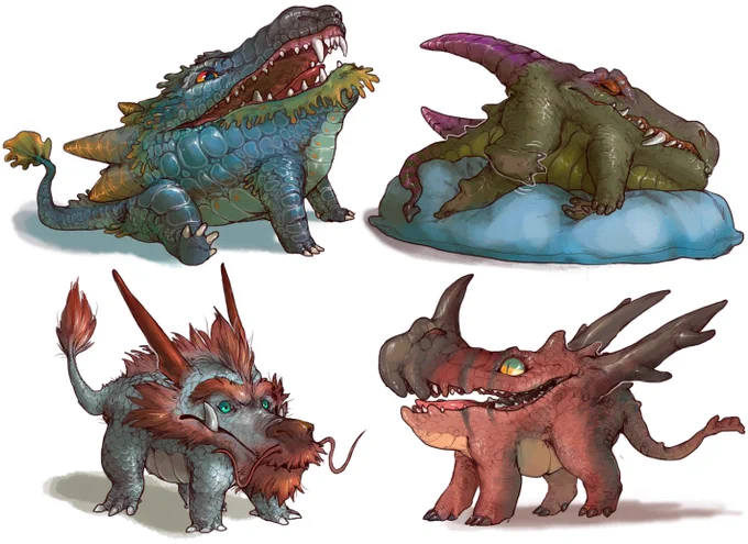 three years ago i drew some dragons that were Just Heads to cheer myself up and then recently was commissioned to make TWO MORE, on the bottom there, its a whole swarm of em............! 