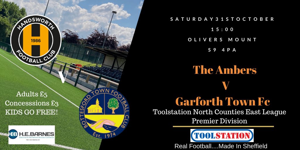 Handsworth_FC's tweet photo. Next Saturday.... #target300 ... we host @TheGarforthTown and we’re aiming for a maximum capacity crowd of 300 .... get your mates together and make a date ... and cheer Russ and the lads on 🧡🖤

It’s live football for a fiver and kids go FREE! ⚽️⚽️ https://t.co/unxzlg6Q7N