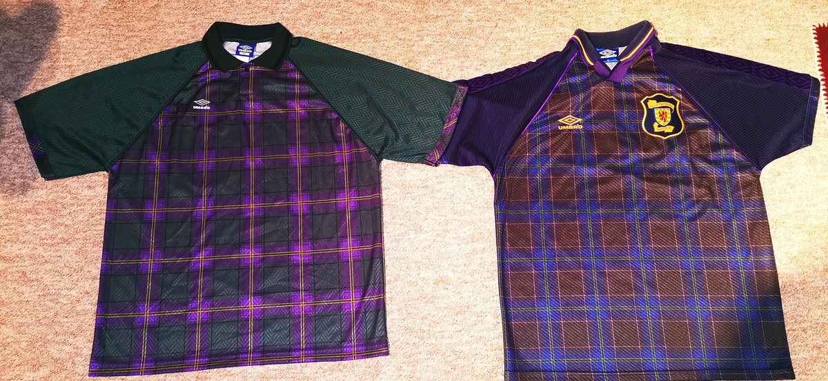 I also found this picture somewhere a while back. Can anyone shed any light on it? Is the shirt on the left a prototype, ‘template’ or just fake? Either way, I’m glad we ended up with the one on the right