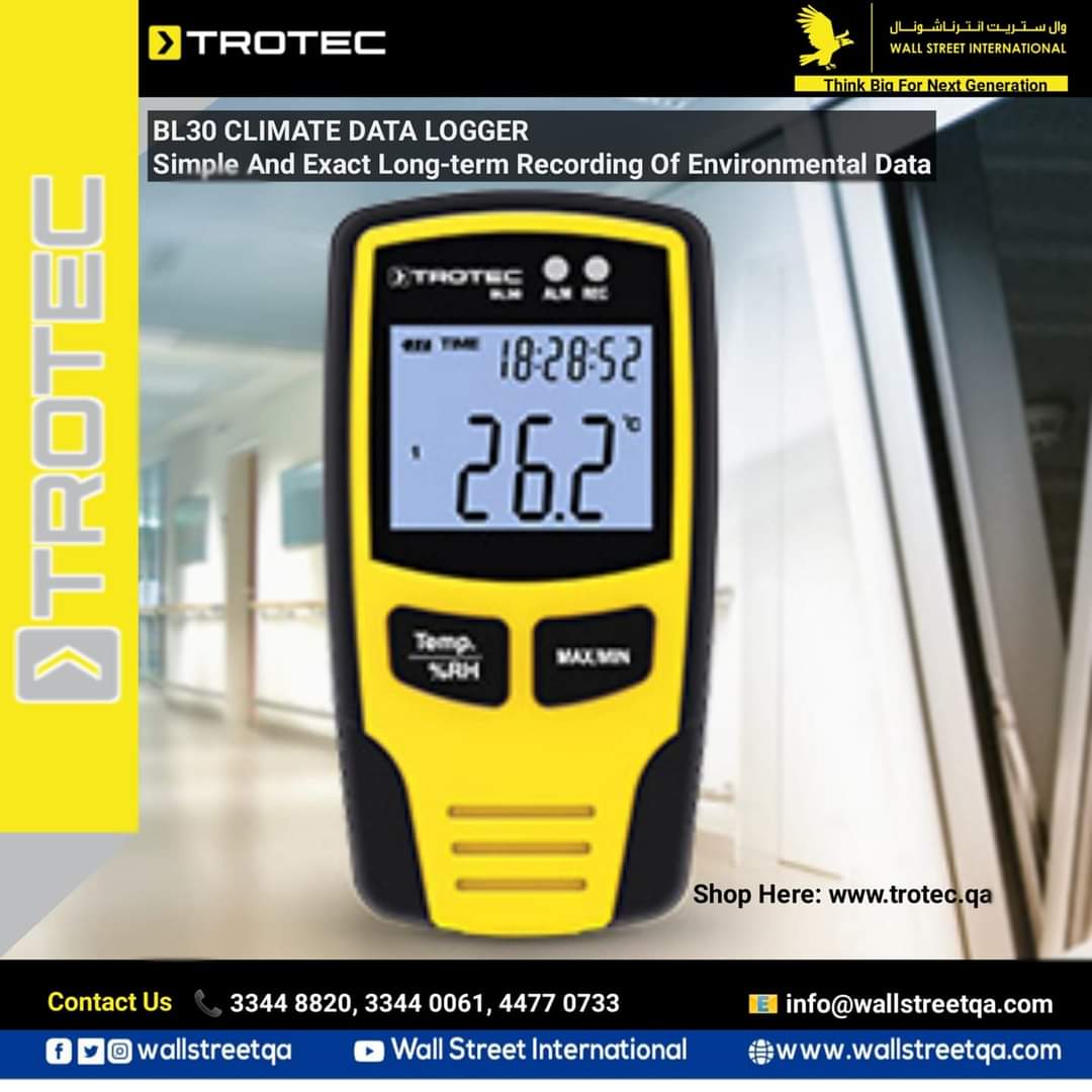 WallStreetqa's tweet photo. We Introduce Our Trotec Smart Devices In Qatar
BL30 CLIMATE DATA LOGGER
Contact Us
Tel: +974 44770733
33440061,33448820
info@wallstreetqa.com
https://t.co/2cGTC4hDhn
ShopHere: https://t.co/zHUJWsUPGX
#BL30 #CLIMATE #DATA #LOGGER #TROTEC #DOHA #QATAR
#WALL #STREET #INTERNATIONAL https://t.co/3hdeUtnhq8
