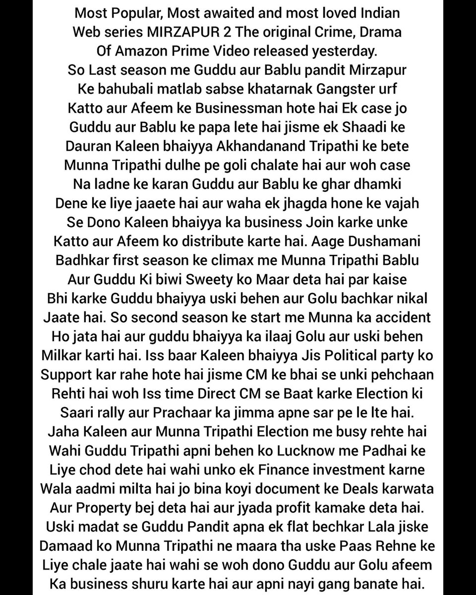 Rushike24541527's tweet photo. Some new and Important characters you can see in the second season of Mirzapur.
#review #reviewsofwebseries #reviewsoffilm #alifazal #mirzapur #mirzapur2 #amazonprime #guddubhaiya #munnabhaiya #kaleenbhaiya #golumirzapur
@primevideoin @vikrantmassey87 @itsvijayvarma @alifazal9 https://t.co/59W1dapdb5