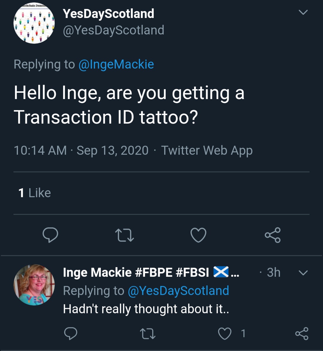 48. It's a month into the Long Walk To Freedom but they've stalled on 505 signatures on the Digital Covenant blockchain. Maybe  @yesdayscotland promoting a personal ID number tattoo has scared the Bejesus out people.  #lwtf