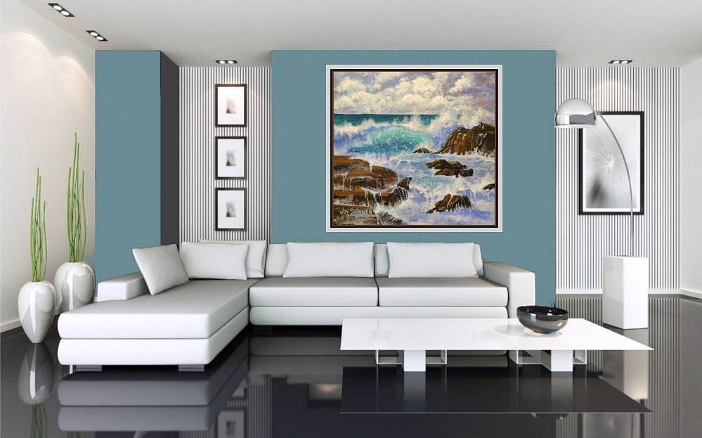Ready for a room re-do?  'Storm Brewing' is available for sale along with other options at joyskinner.com #ocean #oceanlandscape #watercolor #landscape #PaintingForSale #seascape #homedecor #giftideas #redecorate #largewallart