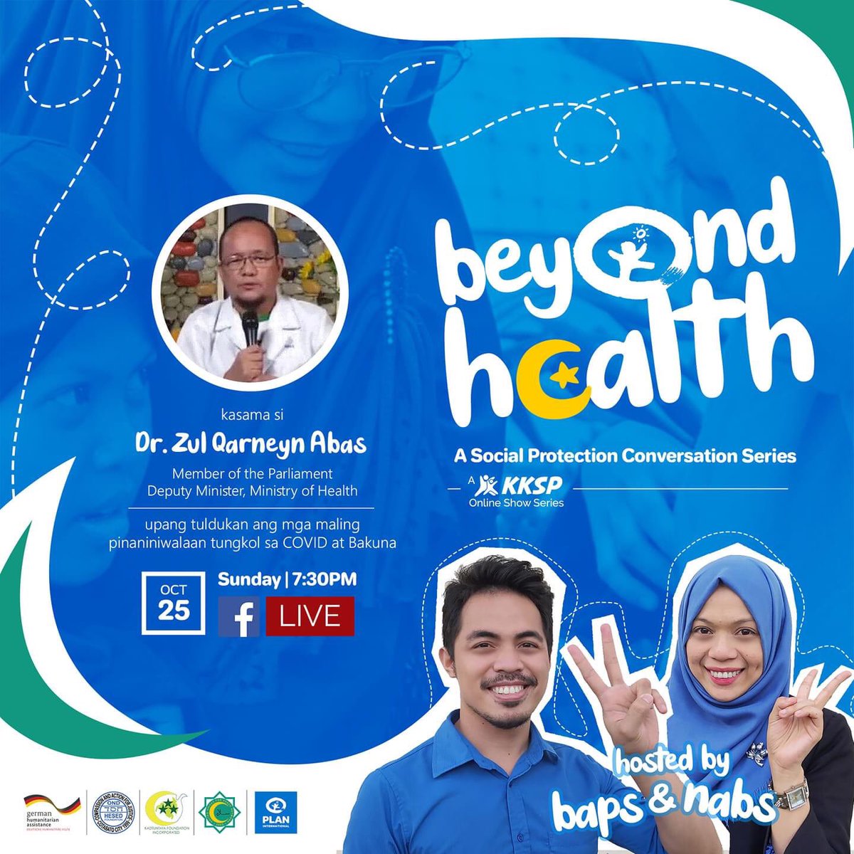 UVPNinc's tweet photo. Samahan nyo ulit kami mamaya, 7:30PM sa ating online show na tumatalakay sa mga isyung higit pa sa kalusugan. kasama si MP Dr. Zul Qarneyn Abas, Deputy Minister ng MOH-BARMM! ito ang BEYOND HEALTH. 🛡👨‍👩‍👧‍👦 #KatuwangSaPagbabago #BeyondHealth https://t.co/iQA8rUuRuZ
