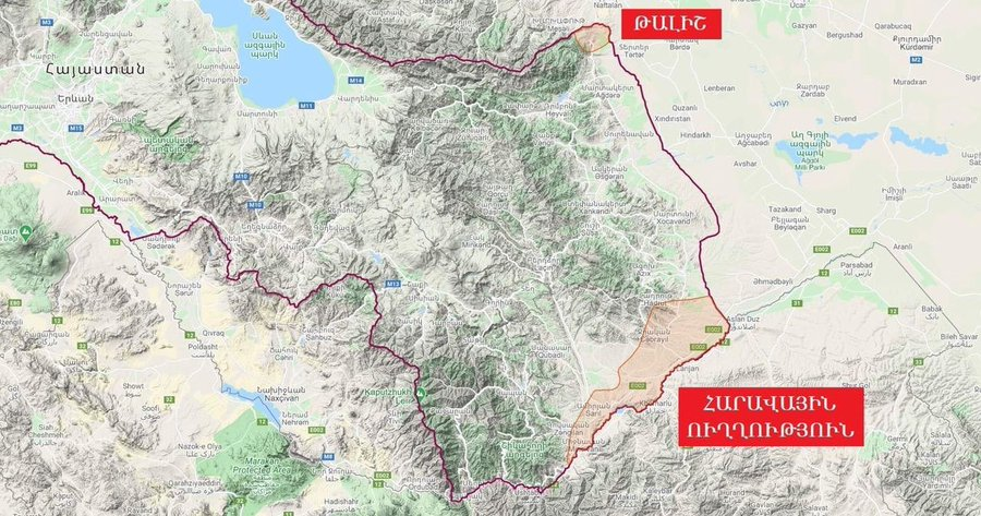 JacquesFrre2's tweet photo. ⚠️La carte publiée par l'#ArMOD des avancées 🇦🇿 superposées sur le terrain montre que c'est dans les zones les moins hautes et les moins boisées de l'#Artsakh, plus difficiles à tenir sous le feu des UCAV, que le gros des troupes de Bakou a progressé le plus en 1 mois de conflit https://t.co/xK18pnDPP0
