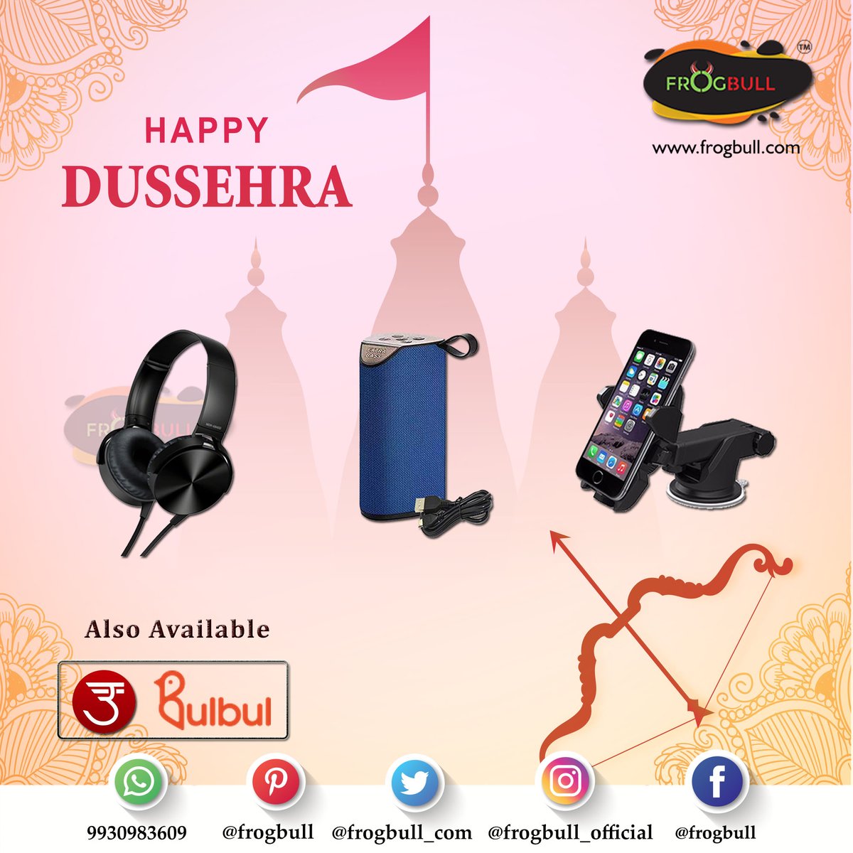 Frogbull_com's tweet photo. May this day when good triumphs over evil bring you joy, hope and success! #HappyDussehra

https://t.co/KUcPJ0yzRA

#Frogbull #MobileAccessories #Dussehra #VijayaDashami #विजयादशमी #Dusshera #Ravana #JaiShreeRam #MayLordRama #VocalForLocal #ShastraPuja #VijayaDashami2020 https://t.co/pzybTiFkKo