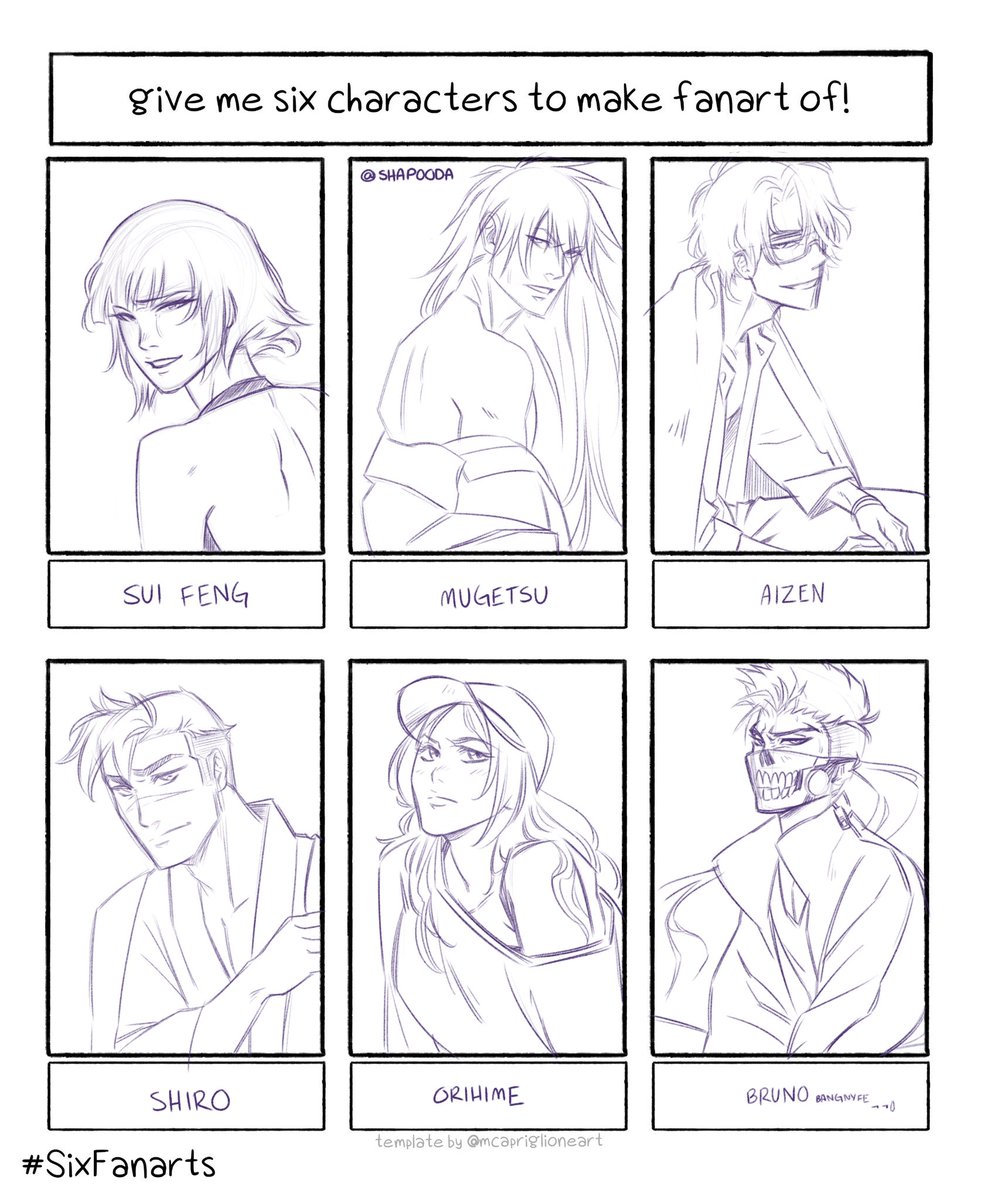 Couldn't fit them all, thank you for the suggestions!!!! I tried haha 
---
#SixFanarts 