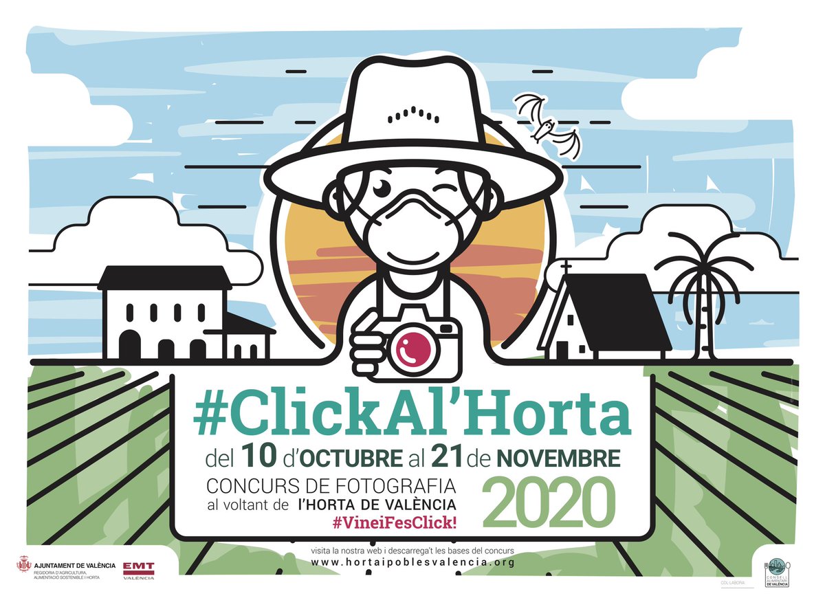AjuntamentVLC's tweet photo. 🌱 Encara no has participat en #ClickalHorta? Este concurs de fotografia posa en valor l'#horta de #València i l'acosta a la gent. 📸 T'esperen molts premis!🙌🏻 #VineiFesClick
🗓️ Fins al 21 de novembre
📝 Inscripcions 👉🏻 https://t.co/vgafuD6lG7
ℹ️ https://t.co/UVYcL8K5Y7 https://t.co/n57dTCxUJT