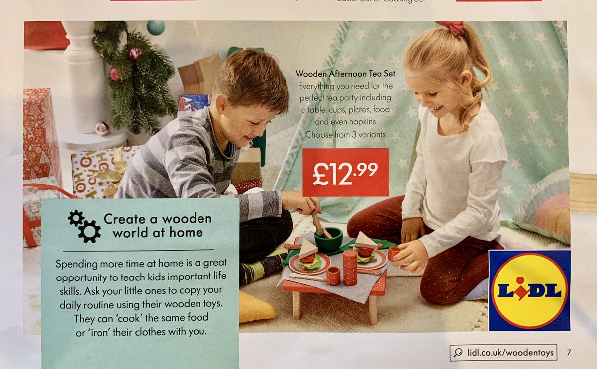 Well played <a href="/LidlGB/">@LidlGB</a>, whose new catalogue for their own wooden toy brand #Playtive features girls with cars, boys with dolls houses and doing ironing, and both having tea together. 

And all unisex clothes. No pink and blue anywhere. It’s the future <a href="/LetToysBeToys/">Let Toys Be Toys</a> <a href="/letclothesbe/">Let Clothes Be Clothes</a>