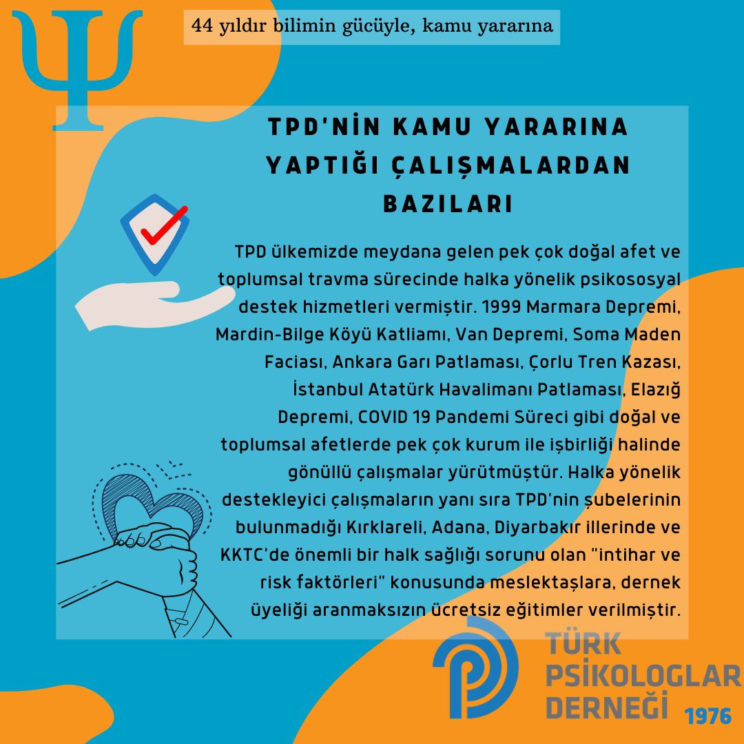 44 yıldır, bilimin gücüyle, kamu yararına... 

44.yaşımızda da meslektaşlarımız ve öğrencilerimizden aldığımız güçle çalışmaya devam ediyoruz.

#TürkPsikologlarDerneği