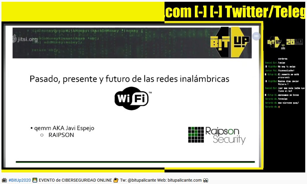 bitupalicante's tweet image. Empezando la 2ª jornada de #Bitup2020 tenemos el placer de arrancar con Javi Espejo (@javiespejo ) con su taller: Presente pasado y futuro de la seguridad en WiFi

▶️youtube.com/bitupalicante

#Bitup2020 
#ciberseguridad