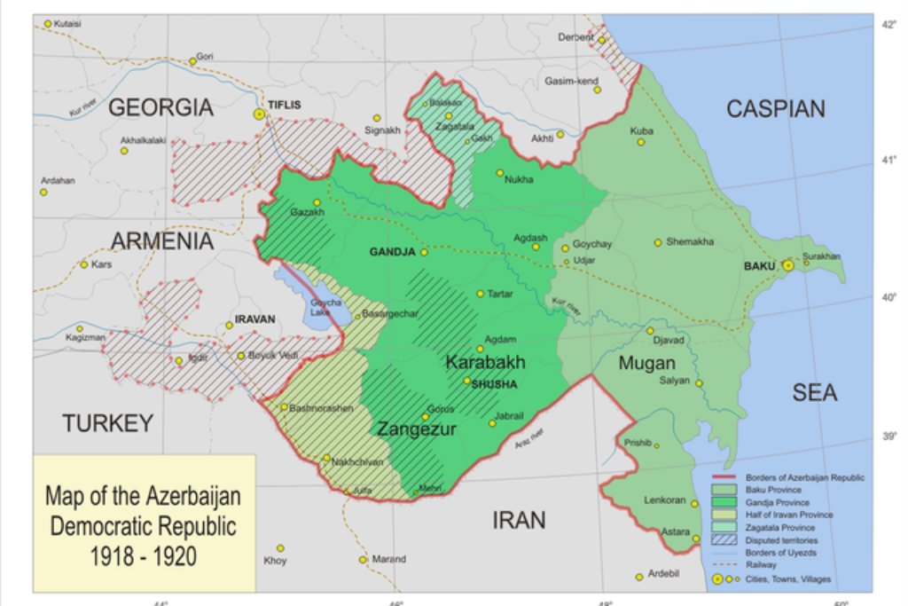 It was on this date (May 28, 1918) which the Tatars, or rather more accurately, the Muslims of the Transcaucasus, assumed the name of Azeri and called their country Azerbaijan. [a map used by the  #Azerbaijani side]