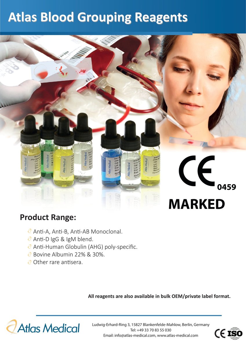 AtlasMedic's tweet photo. There are eight main blood types : A+, A-, B+, B-, O+, O-, AB+ or AB-. Knowing your blood type can be crucial in a medical emergency, but it can also offer some interesting insight into your health. Discover what is the type of your blood by using  Atlas Blood Grouping kits . https://t.co/1sFk5eMYNV