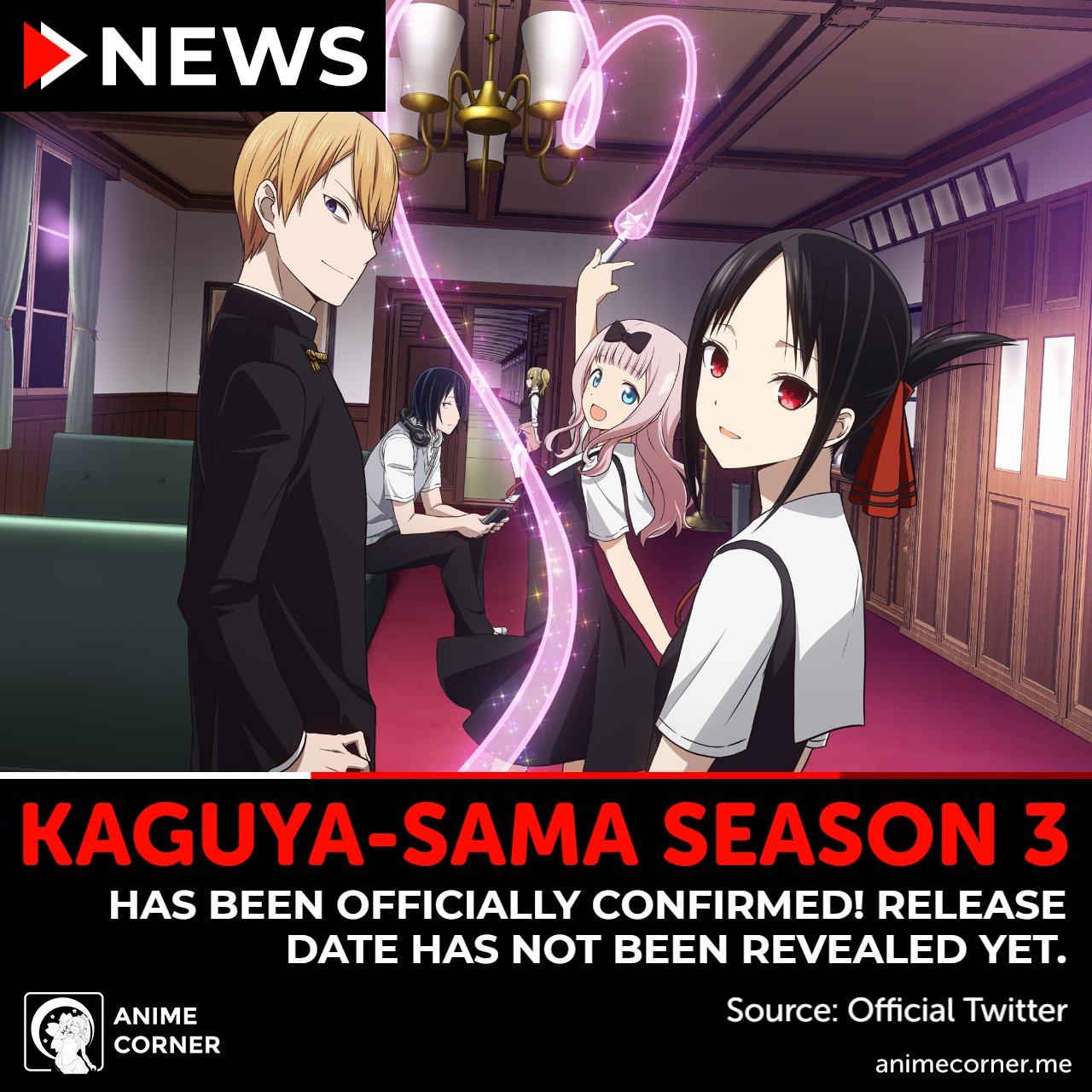 The official Twitter for Kaguya appears to be teasing something related to  Season 3. : r/Kaguya_sama