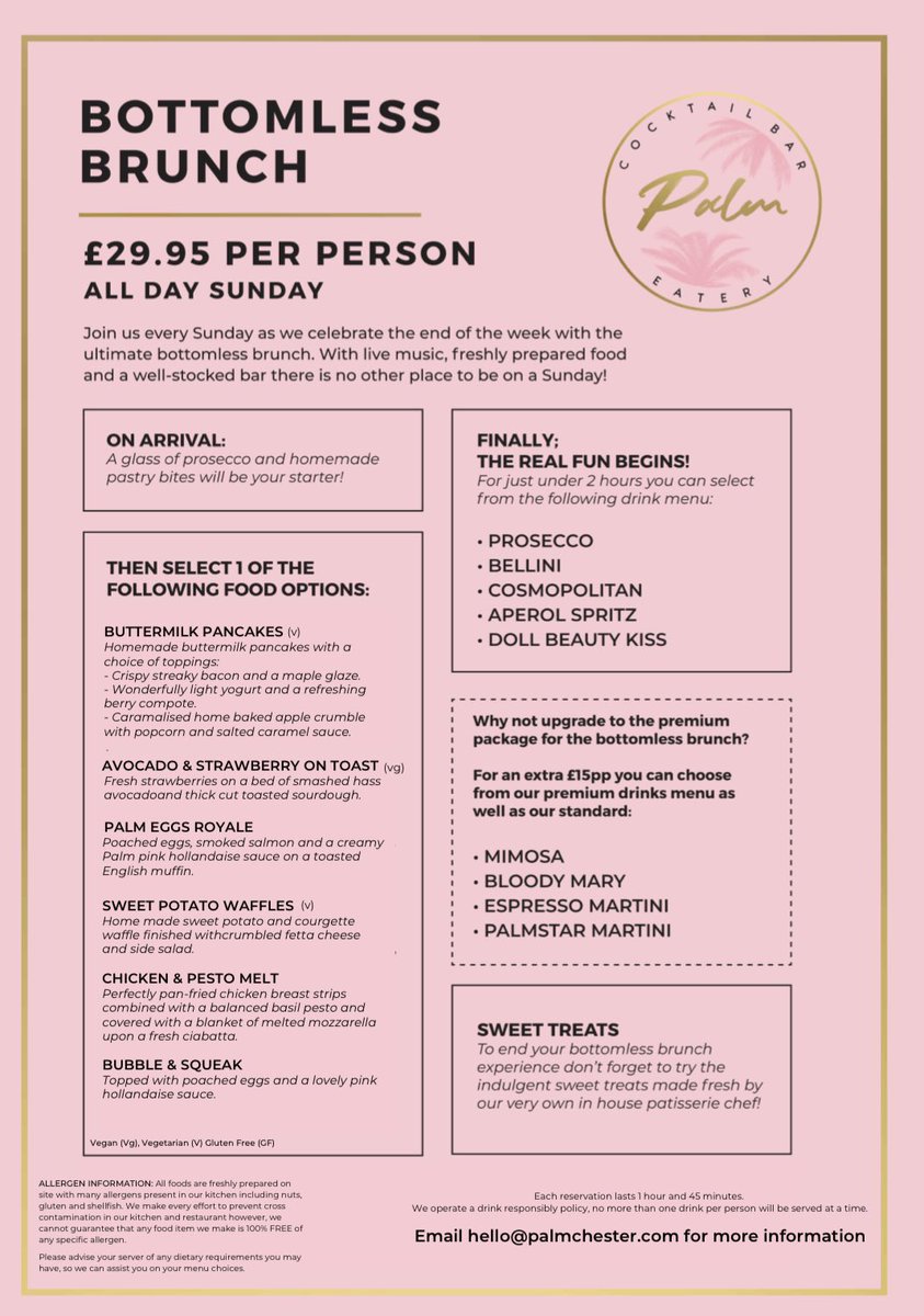 On Sundays, we’ll give you a brunch experience like nowhere you’ve been before. Check our Insta stories or ask around Chester if you don’t believe us. 🙌⠀
⠀
Want to be part of the prosecco-powered action? Head to our website to book! #LinkinBio #PalmChester