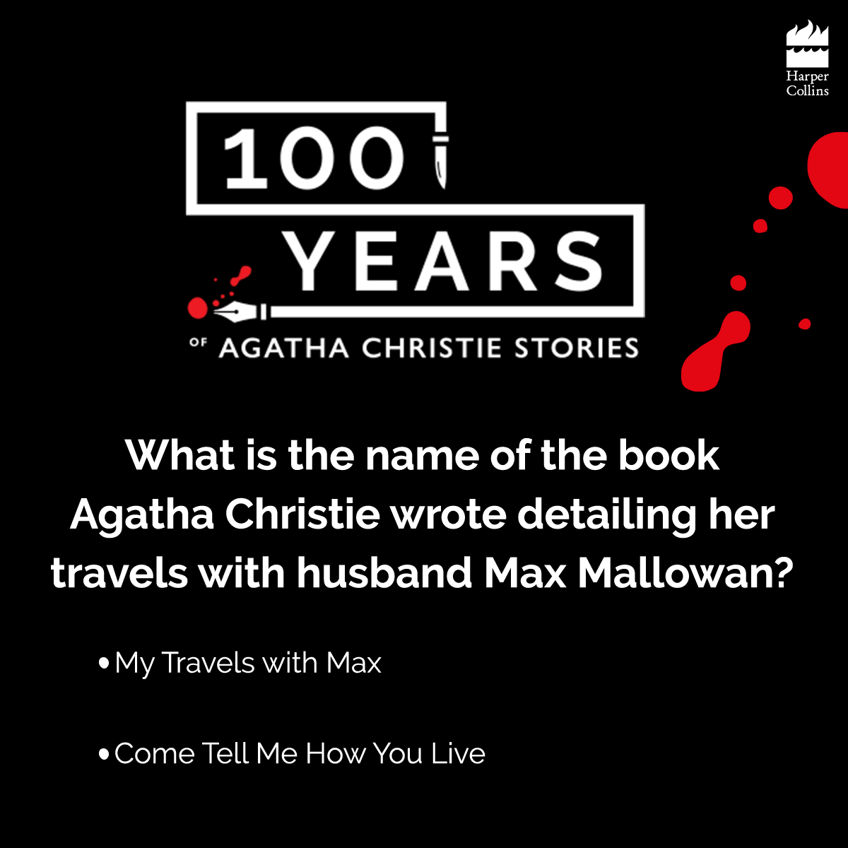 #ContestAlert
Next question coming up in half-hour! Get it right and stand a chance to win the #100YearsOfChristie #Quiz.
@agathachristie