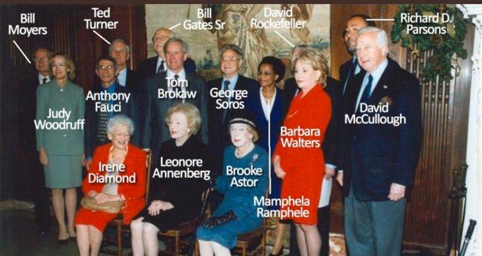 I keep remembering this pic, not for Fauci and Soros and Gates Sr and the rest of the who's who, but for David McCullough, Pulitzer Prize winning popular historian and Yale Skull & Bonesman, on whom Bush bestowed the Medal of Freedom.