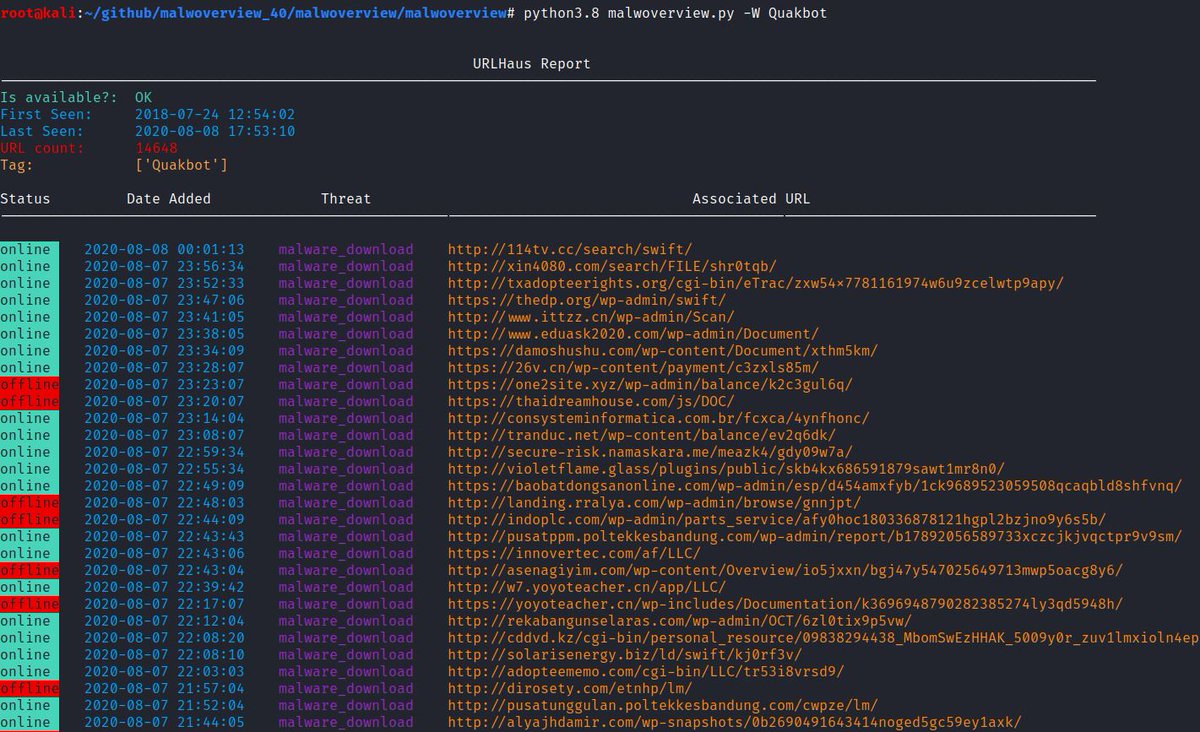 ale_sp_brazil's tweet image. Malwoverview is able to collect information about malware threats from Polyswarm, Malshare, Alien Vault, Valhalla, ThreadCrowd, VirusTotal, Hybrid Analysis, URLHaus and  Malpedia.  It also checks packages from Android mobiles.

github.com/alexandreborge…

#ThreatHunting  #Malware