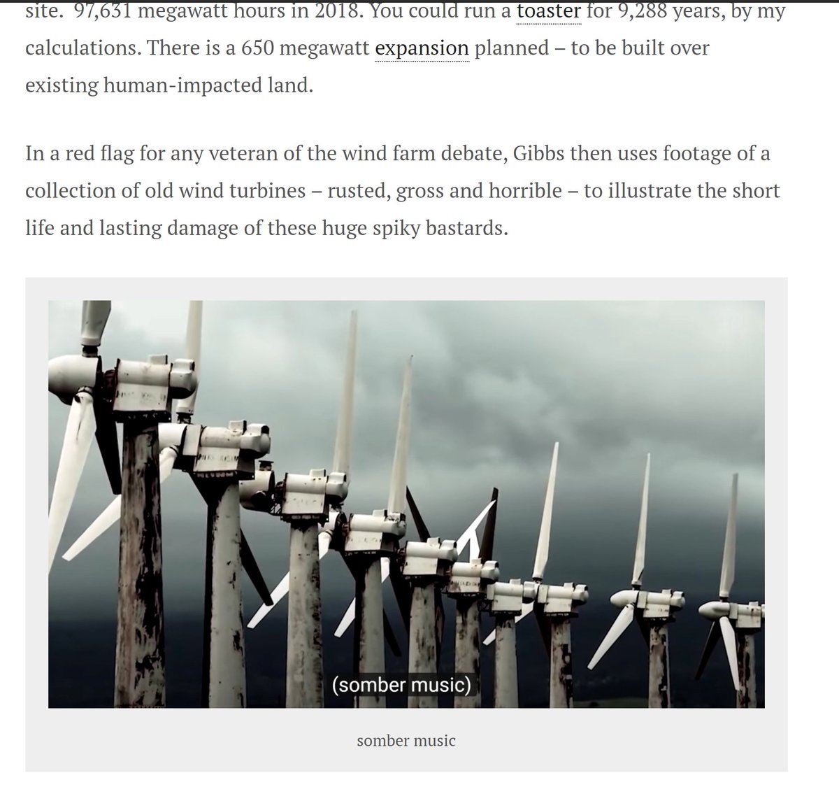 And yep, the Les Mées Solar Farm in France is one decade old. 100MW today, due to efficiency increases, does *not* look like that.Again: same deal w/ 'planet of the humans'. Older projects, bigger and less efficient, are *way* scarier:  https://ketanjoshi.co/2020/04/24/planet-of-the-humans-a-reheated-mess-of-lazy-old-myths/