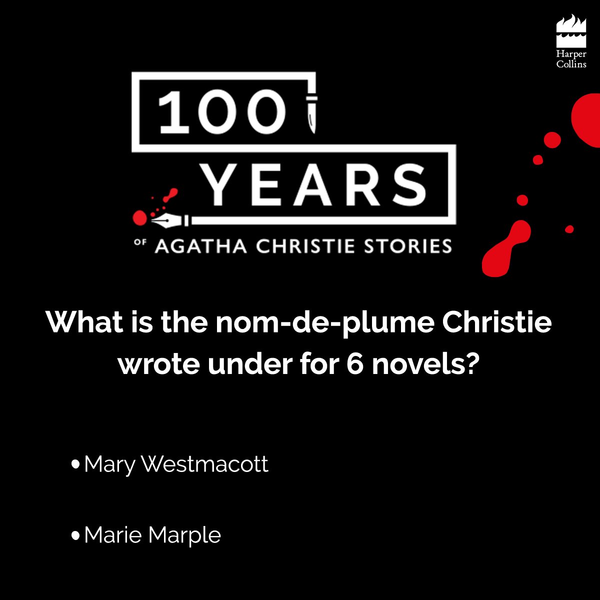 #ContestAlert
Leave your answers in the comments below. Just two more questions to go! #100YearsOfChristie #Quiz
@agathachristie