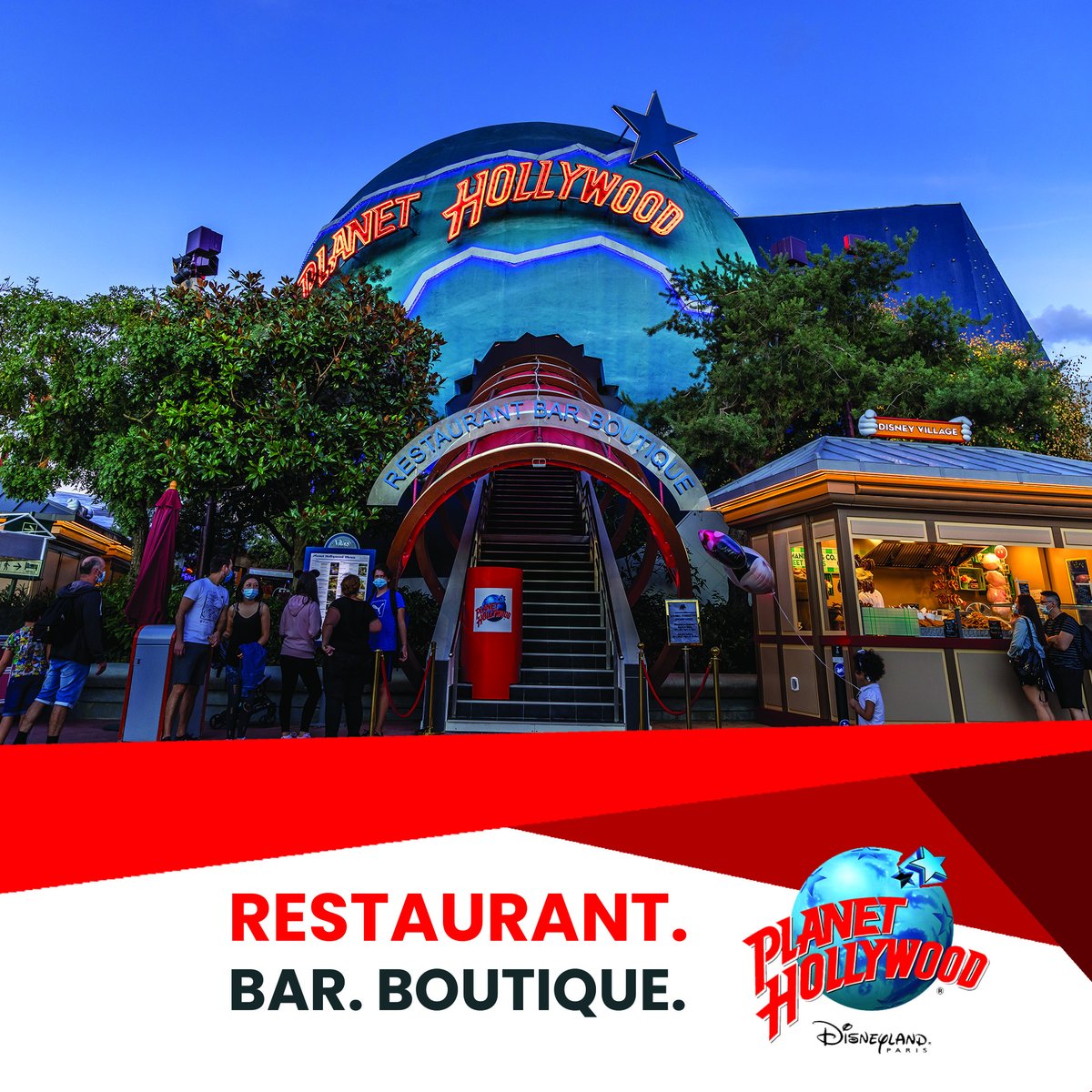 We are hard to miss. Come find us in Disney Village for an unforgettable dining experience. American fare, local specialities and of course, a kids menu! #planethollywooddlp #planethollywood #disneylandparis #disneyvillage #disneydining #familyfriendly #familydining