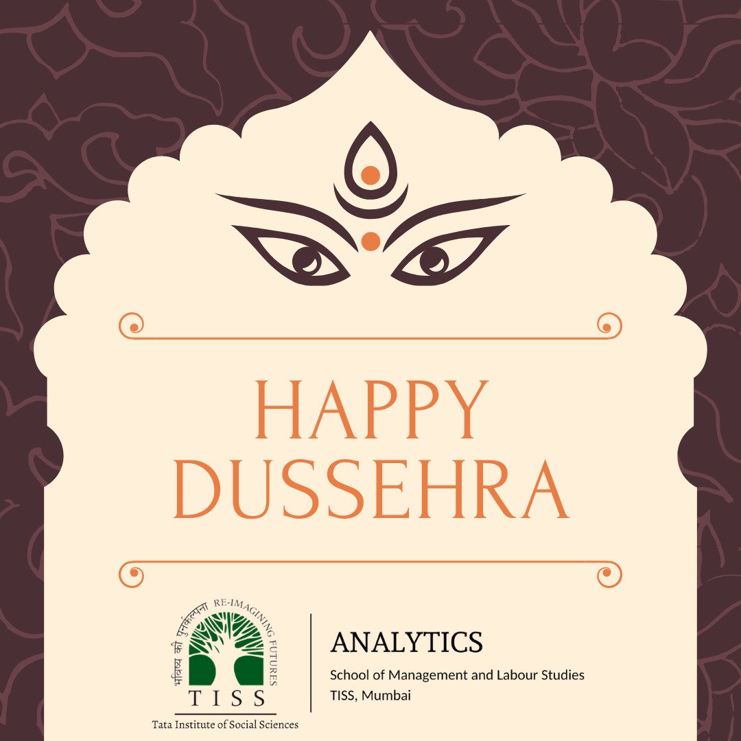 tissanalytics's tweet photo. Analytics, TISS Mumbai
Wishes everyone a Happy Dussehra !
#TISS #TISSMumbai #Analytics #DataScience #AI #MastersInAnalytics #LMFR #SMLS #Dussehra https://t.co/GYg58SJwBZ