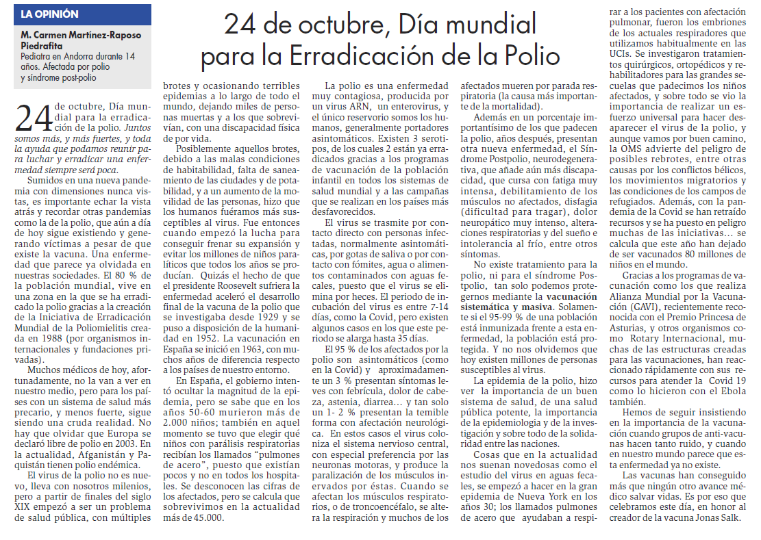 MariCovadonga's tweet photo. Día mundial para la Erradicación de la #Polio una grave enfermedad de la que solo podemos protegernos mediante la vacunación sistemática y masiva #vacunas @diariodeteruel https://t.co/Xm7XUl9OZR