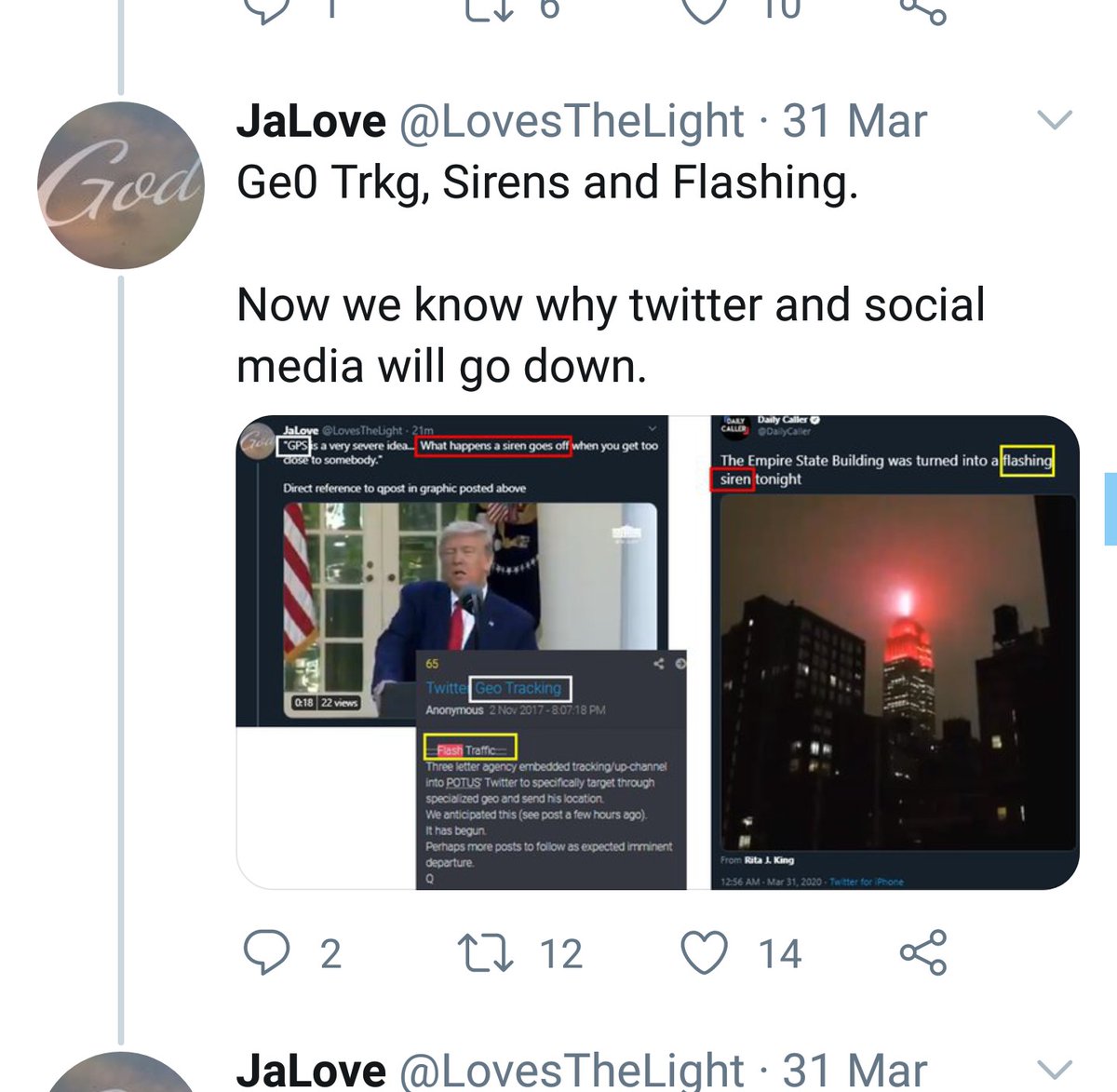 The breadcrumbs here and in the thread linked in it are critical to understanding current events.Geo trkgLess than 10 on 2 hands" 10&2 on the clockSaviors of mankind https://twitter.com/LovesTheLight/status/1312179639867985921?s=19