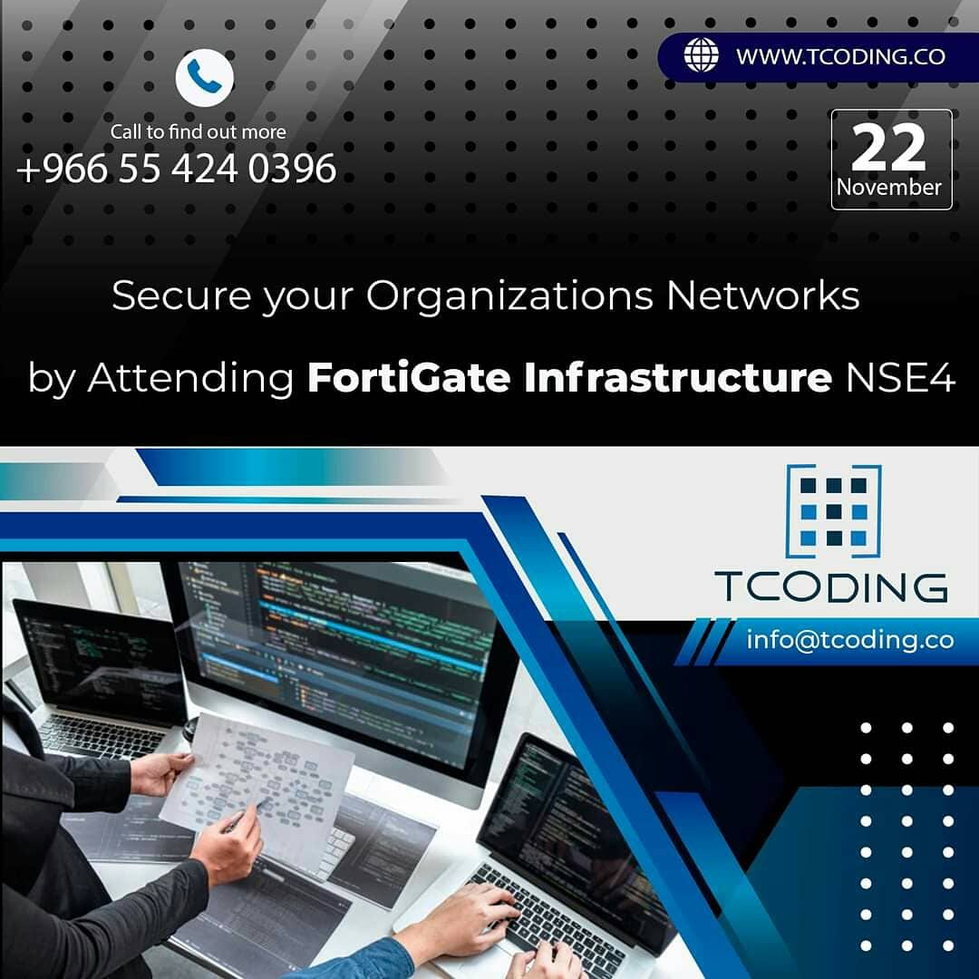 TCODING1's tweet photo. Learn how to use advanced FortiGate networking and security.
Course include features commonly applied in complex or larger enterprise or MSSP networks

Now online

966554240396
sales@tcoding.co

https://t.co/LaFEDd5WAe

#TCODING #Riyadh #KSA https://t.co/4GwXadjAAy
