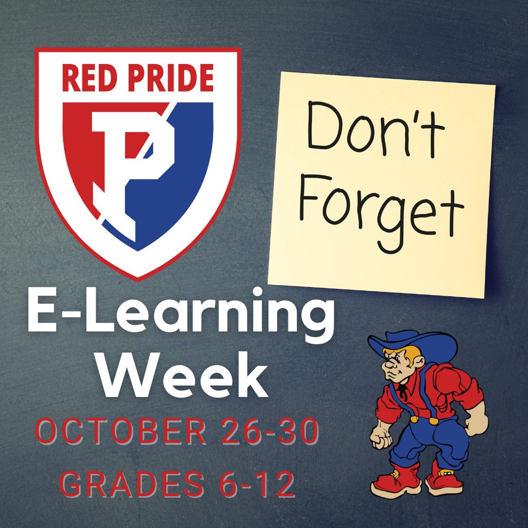 phsquakers's tweet photo. Next week is E-Learning for students at PHS. Students will need to be online for each period. https://t.co/NRuG6QllNg