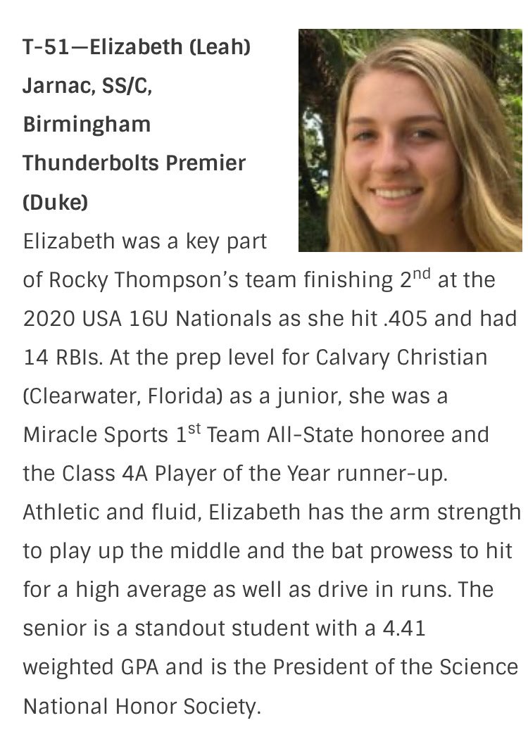 Thank you <a href="/ExtraInningSB/">EXTRA INNING SOFTBALL</a> for ranking me #51 in my class! God has truly blessed me with the opportunities that softball has brought me!