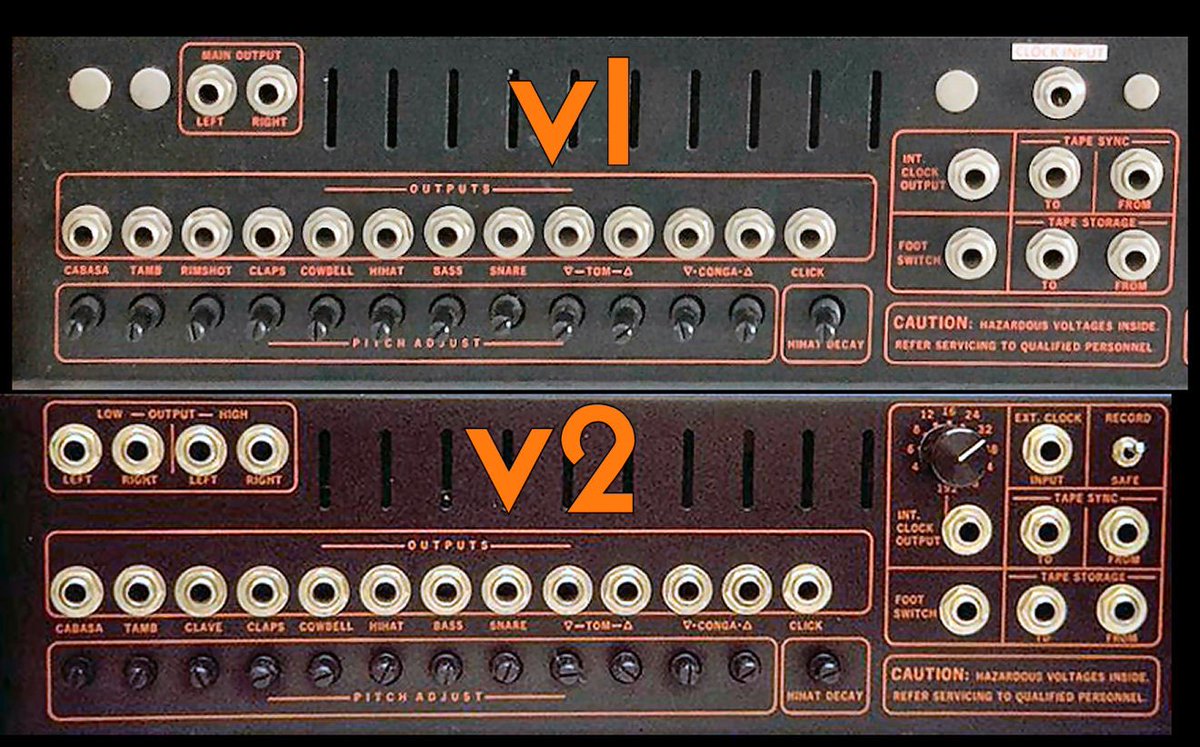 and there was a tuning knob for each individual sound. You could individually tune every drum that you wanted.... He liked to take a percussion mix that would come out of the output of those little faders and run it through his Boss effects pedals.”