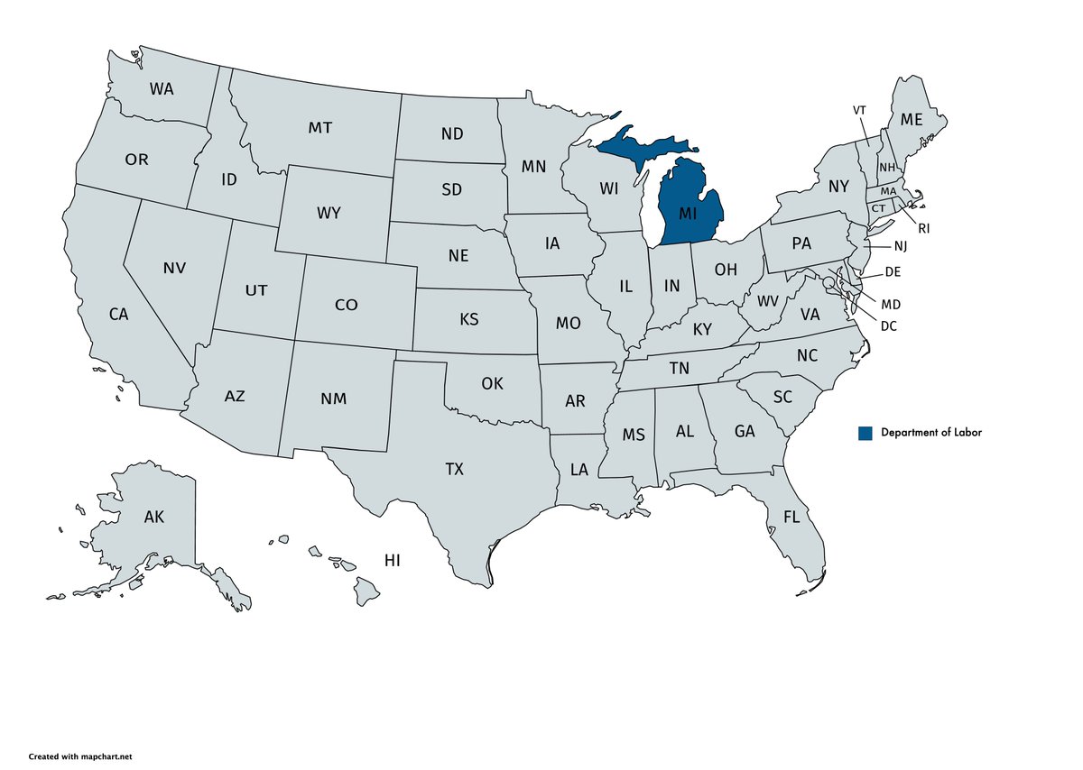 Department of Labor ( #DoL), the bulk of its 15K jobs should be moved to  #Michigan (allowance made for mine inspection of course)  #BreakItUp  https://www.federalpay.org/departments/departmentoflabor