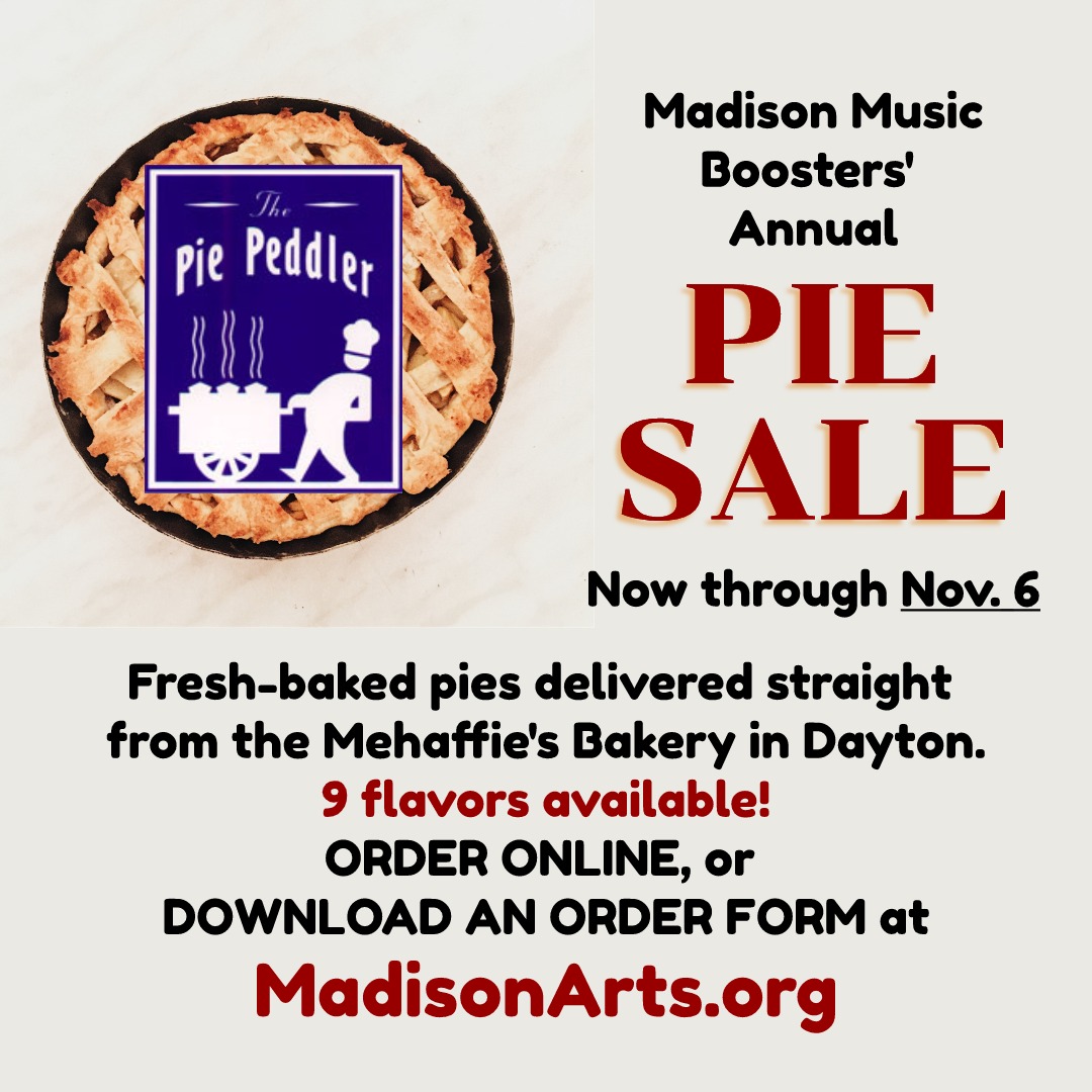 MadisonArts1's tweet photo. Two weeks only: Madison Music Boosters annual Pie Sale! https://t.co/4ifkbX4lvN for full details and to order online! https://t.co/KUk7Wginyo