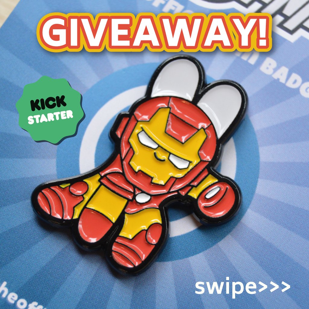 WombatCombatGam's tweet photo. My heroic enamel pin badge Kickstarter is going well at the moment! - you can check it out via https://t.co/JQPNE8oYB2 (where you can also find my instagram where there is an IRON BUNNY giveaway - enter soon!)
#giveaway #pingiveaway #ironman #stark #tonystark #enamelpin #freebies https://t.co/qF66UsbueG