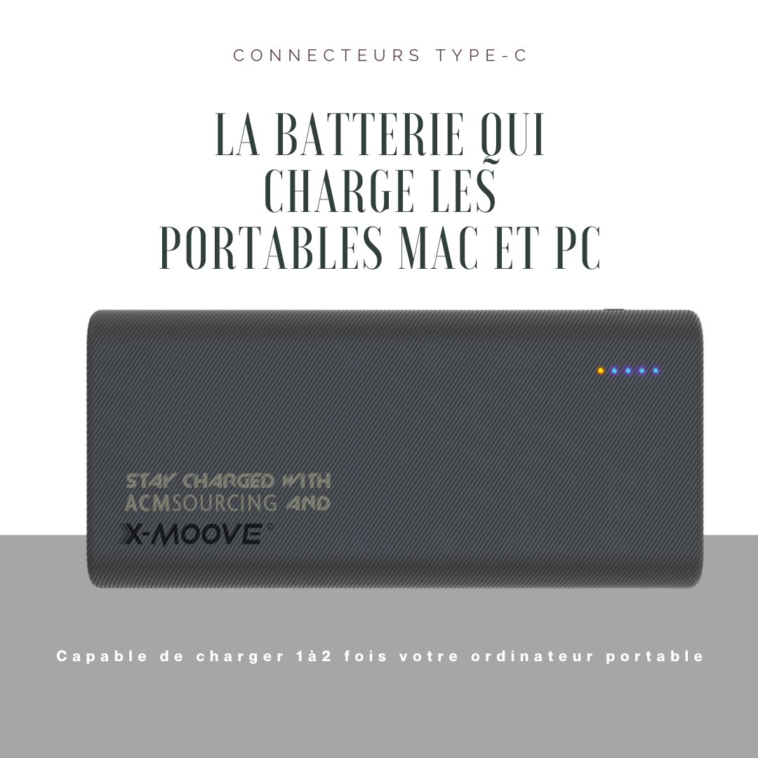 acm_sourcing's tweet photo. Cette batterie externe charge votre ordinateur portable MAC ou PC avec un port USB-C aussi rapidement qu'un chargeur secteur.
Charge de la batterie est également ultra rapide avec un chargeur secteur USB-C puissant.
https://t.co/PFgEupyFxn https://t.co/vntvjVPavd