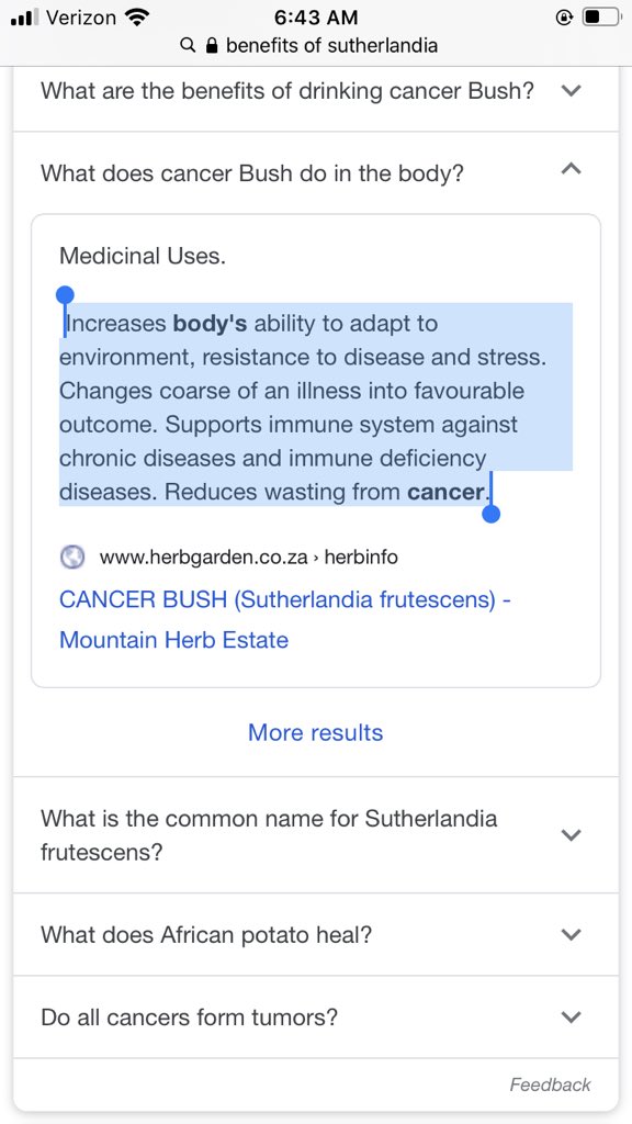FnktionalRishon's tweet photo. Sipping on that cancer bush and honey ....
sutherlandia Increases the body's resistance to disease and stress. Changes coarse of an illness into favourable outcome. Supports immune system... #SUTHERLANDIA https://t.co/QI7oPQTo5s