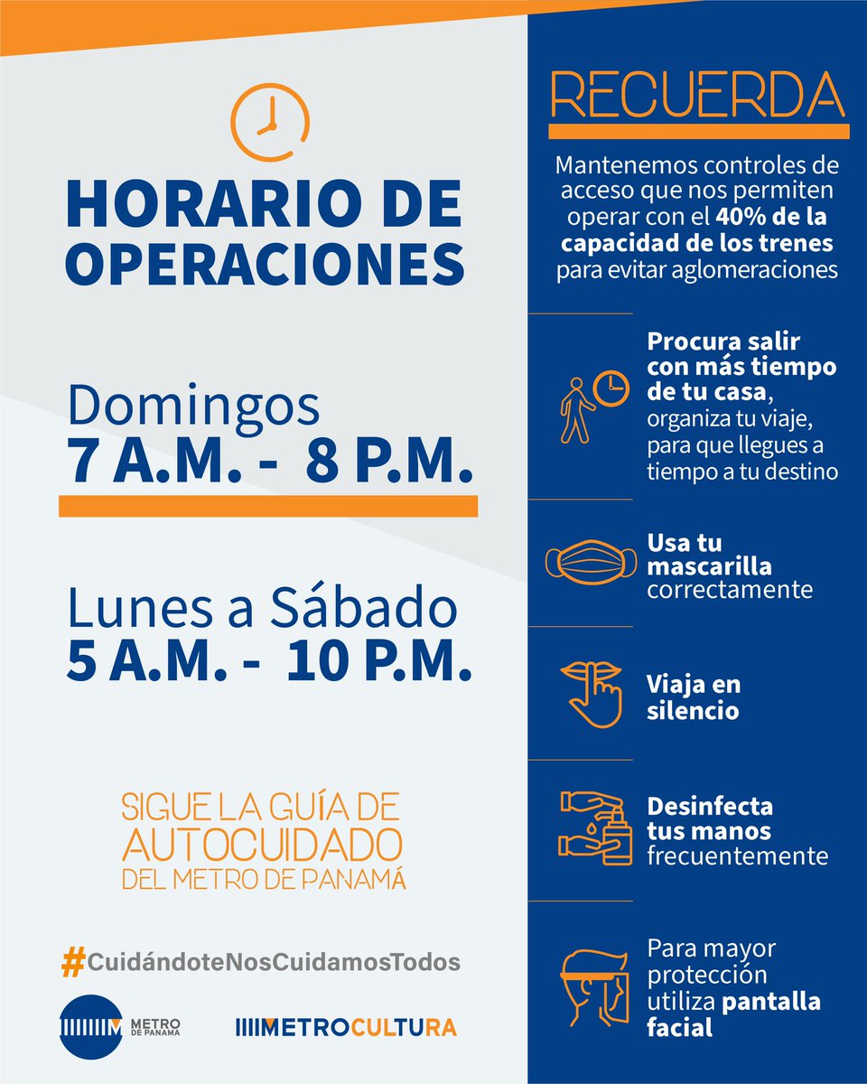 Buenos días ☀️
Recordamos nuestro horario de operaciones🚊
¡Feliz domingo!
Recuerda: No Bajes la guardia, Protégete del #COVID19 https://t.co/42ZVm4xT5B