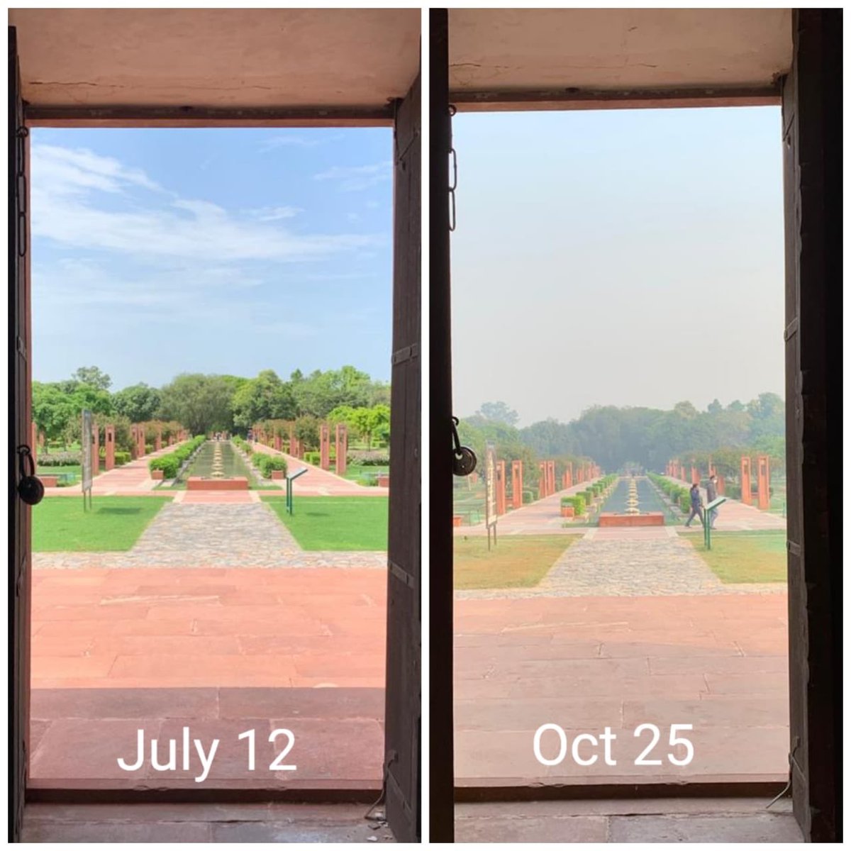 LetMeBreathe_In's tweet photo. 📍Sunder Nursery #Delhi
Visuals from July & October
The only difference? Air pollution. Images via @Shamitaharsh
#HazeIsBack #PollutionStories https://t.co/1fQEdiiBXP