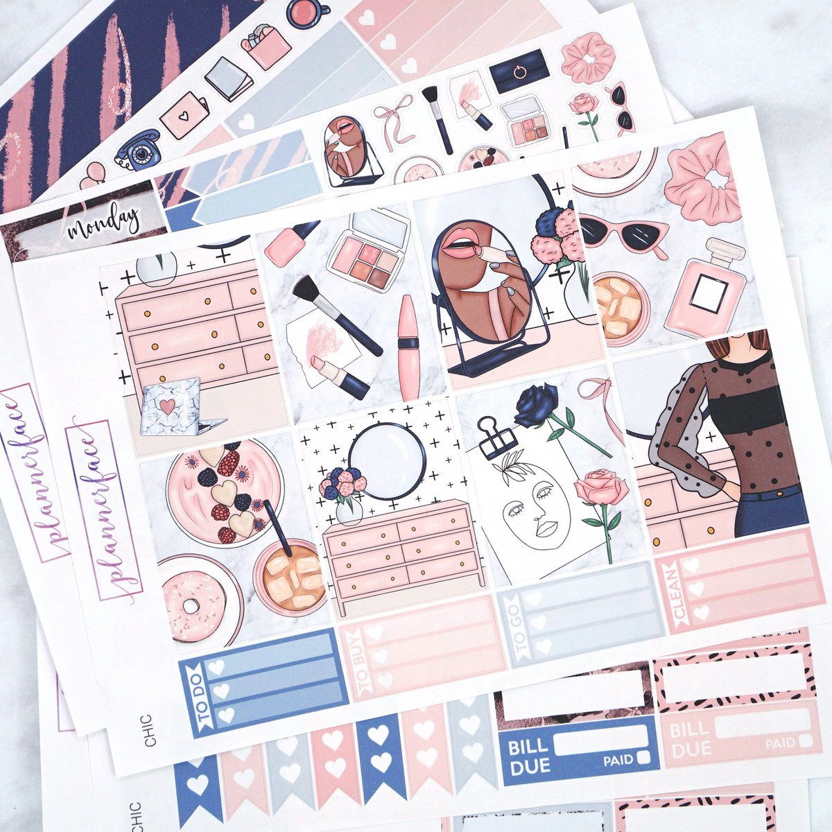 Plannerface's tweet photo. Here's the Chic collection - new this week! The perfect girly anytime kit.
#ukpa #plannerlover #plan #glamplanning #plannershopowner #shopifyseller #etsyshop #bulletjournal #stickershop #standardverticalkit https://t.co/YahevKZBon