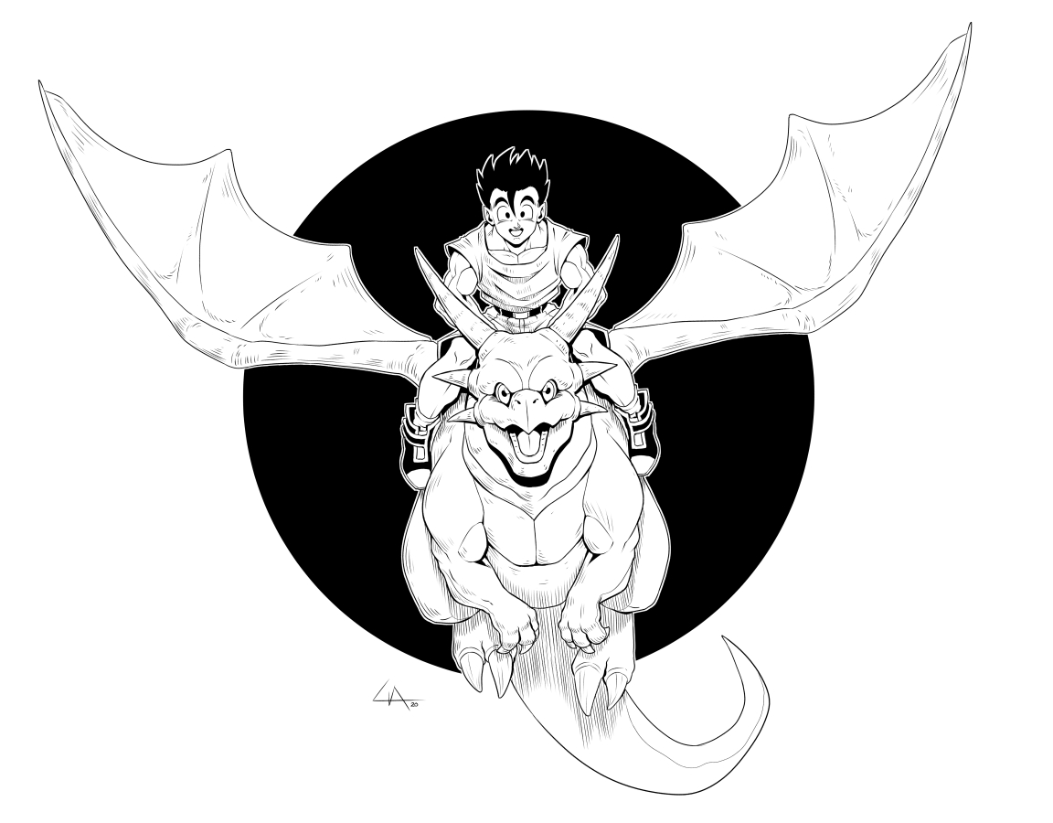 lia_draws's tweet photo. Day 25: buddy #inktober #inktober2020 I always wondered what happened to Icarus the dragon.  We never see him after Gohan grows up, but he must have grown up too, right?  He probably got a whole lot bigger than this though 😄 #DragonBallZ https://t.co/oC1JsO4iRB