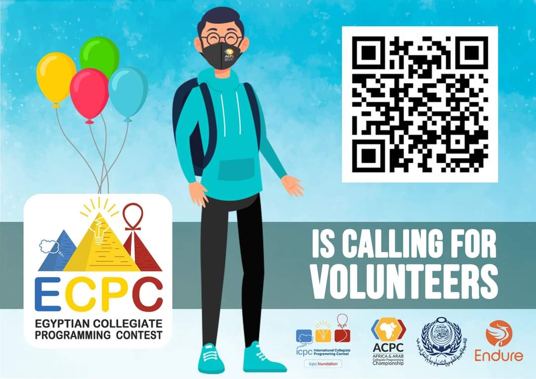 EcpcContest's tweet photo. We need you to volunteer with us at #ECPC2020 from 10-11-2020 to 20-11-2020, it will be held at Arab Academy for Science and Technology, Abu-Keer campus! 
Just fill the form or scan the code and we will contact you! 
https://t.co/hRmsJCXDN5
#ECPC2020
#ECPC2020_qualification https://t.co/oNR5QG9Bfv