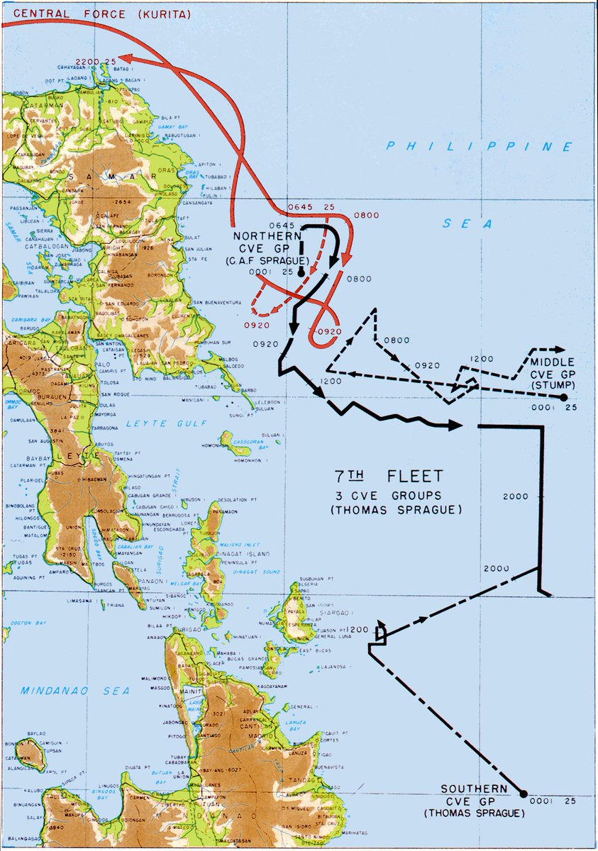 Samar is where Task Group 77.4, under Rear Admiral Thomas Sprague, lay to support the invasion. They did not have the Fleet Carriers, Battleships, and Cruisers needed to take on other capital ships. /7