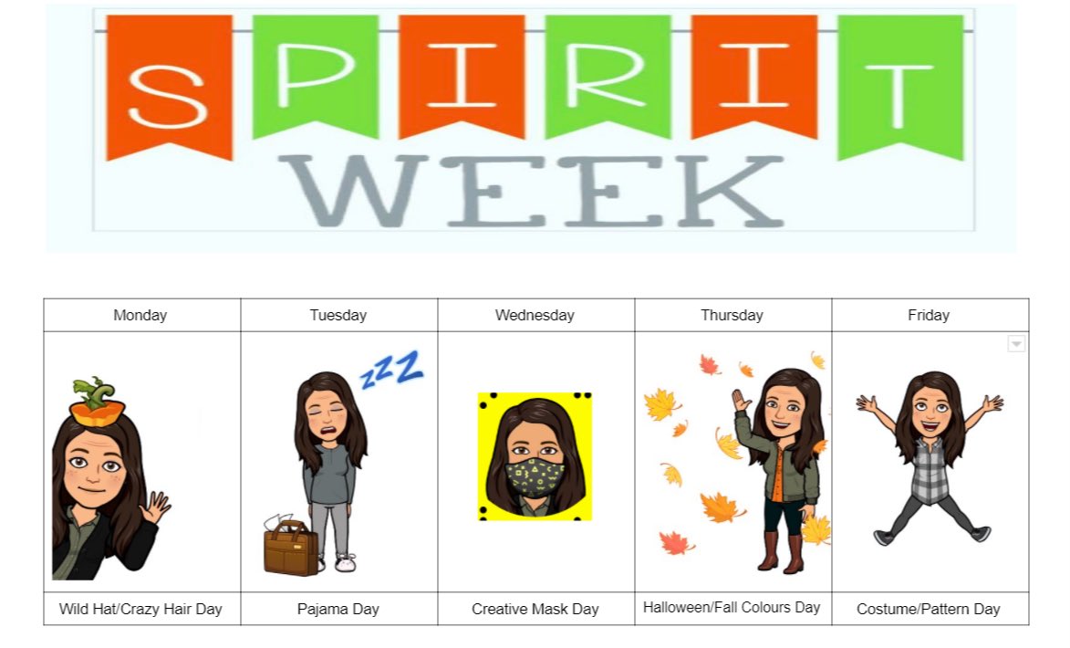 MsIkonomou's tweet photo. Spirit week is happening in the primary division from October 26 to October 30. Each day there is a theme that we encourage our students and staff to participate in. These special days are themed, so encourage your child to get in on the fun. https://t.co/V7FDHj2OXU